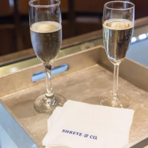 two champagne glasses