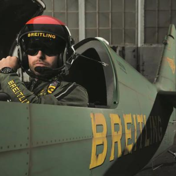 Pilot in Breitling plane