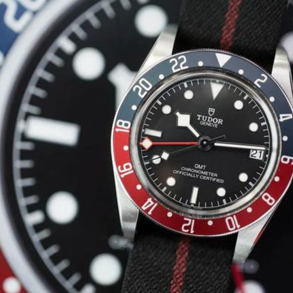 Mens black red tudor watch