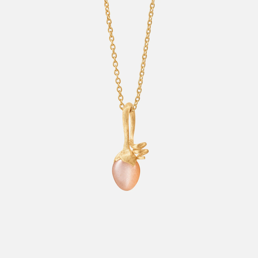 Sprout Lotus Blush Moonstone Drop Pendant in 18K Yellow Gold