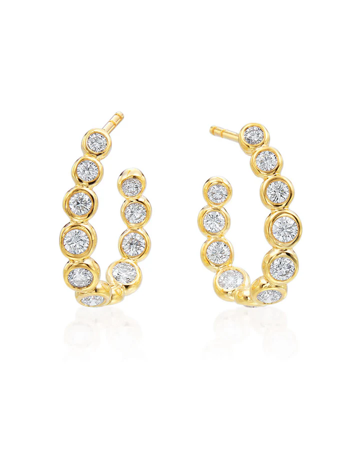 Moonlight 1.55ct Diamond Inside Out Oval Hoop Earrings in 18K Yellow Gold