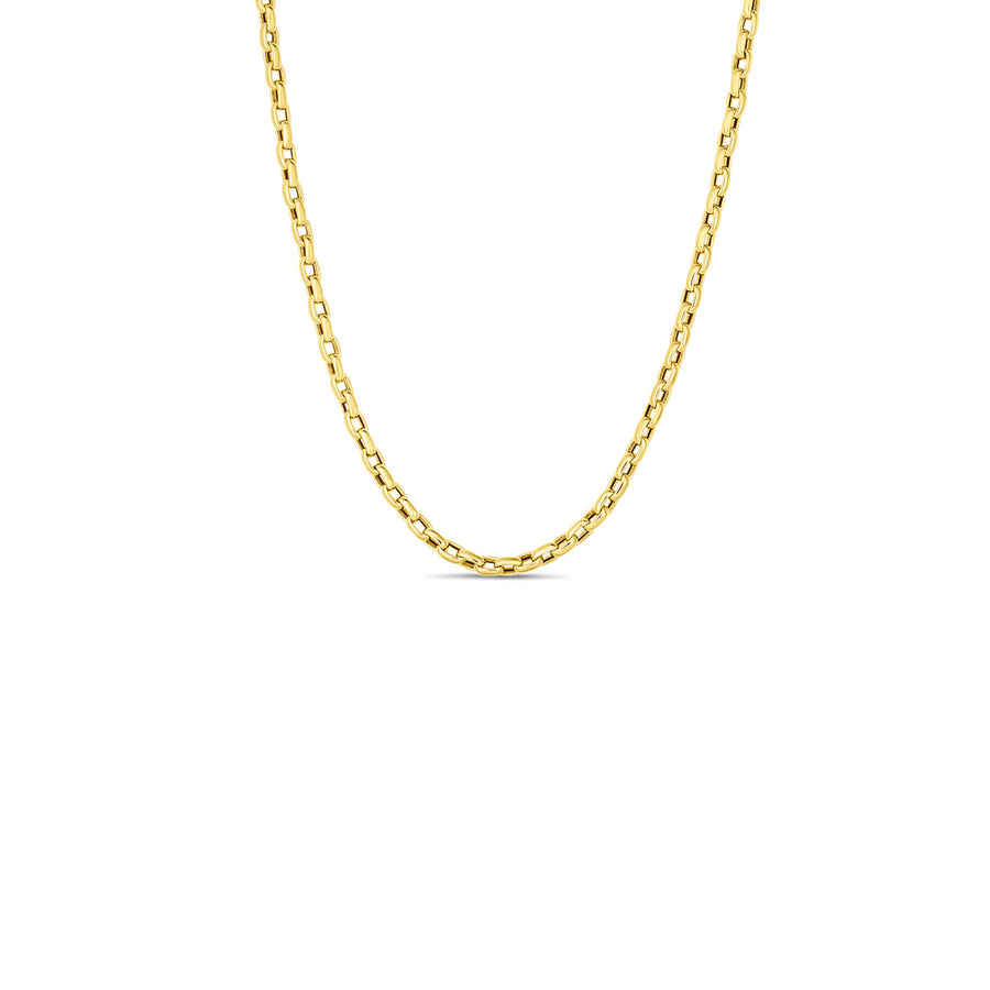Designer Gold Fine Gauge Square Link Chain Necklace in 18K Yellow Gold, 34"
