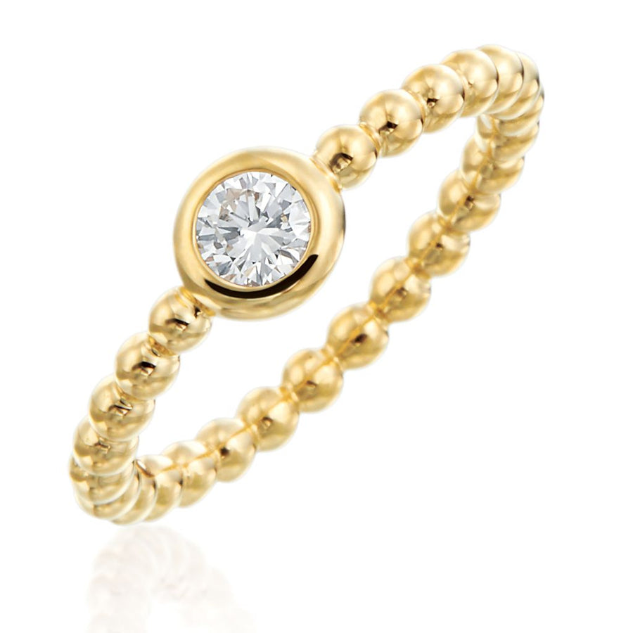 Nutmeg 0.23ct Round Diamond Bezel Stack Ring in 18K Yellow Gold, size 7