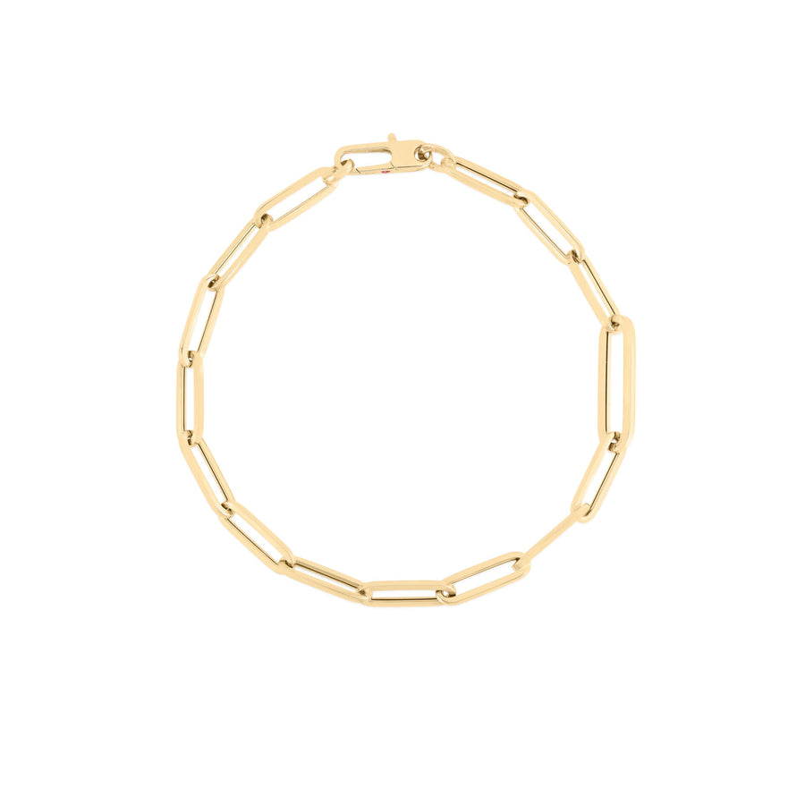 Designer Gold Alternating Paperclip Link Bracelet in 18K Yellow Gold, 7"