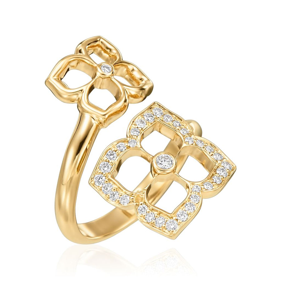 Lotus Fluer 0.31ct Diamond Crossover Ring in 18K Yellow Gold, size 7