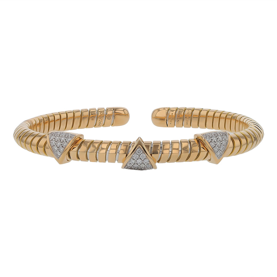 Trisolina 0.42ct Diamond Station Bangle Bracelet in 18K Yellow Gold