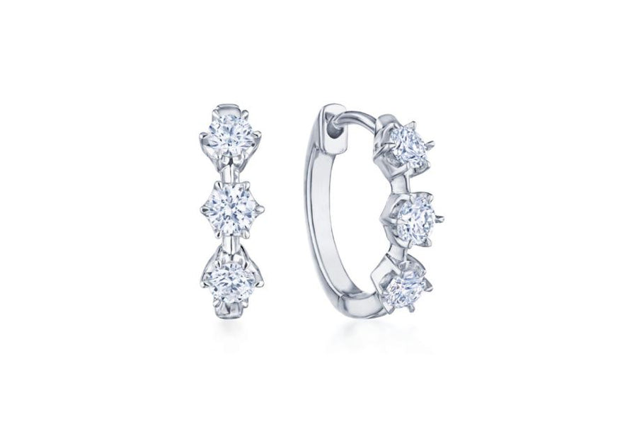 Starry Night 0.50ct Round Brilliant Diamond GH/VS2-SI1 Huggie Hoop Earrings in 18K White Gold