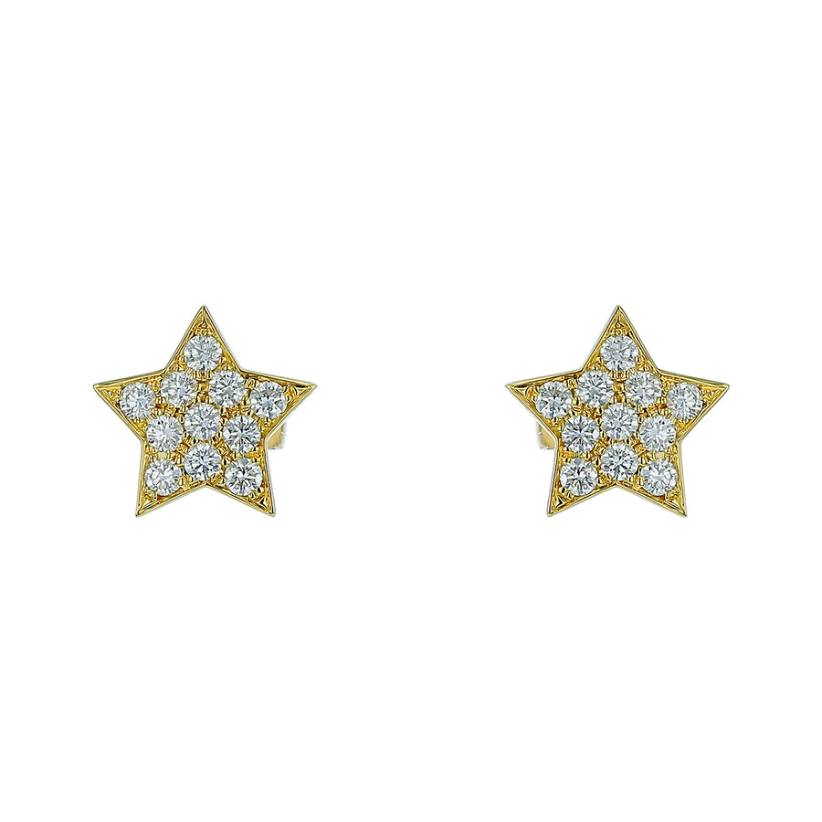 0.52ct Diamond Star Stud Earrings in 18K Yellow Gold, medium