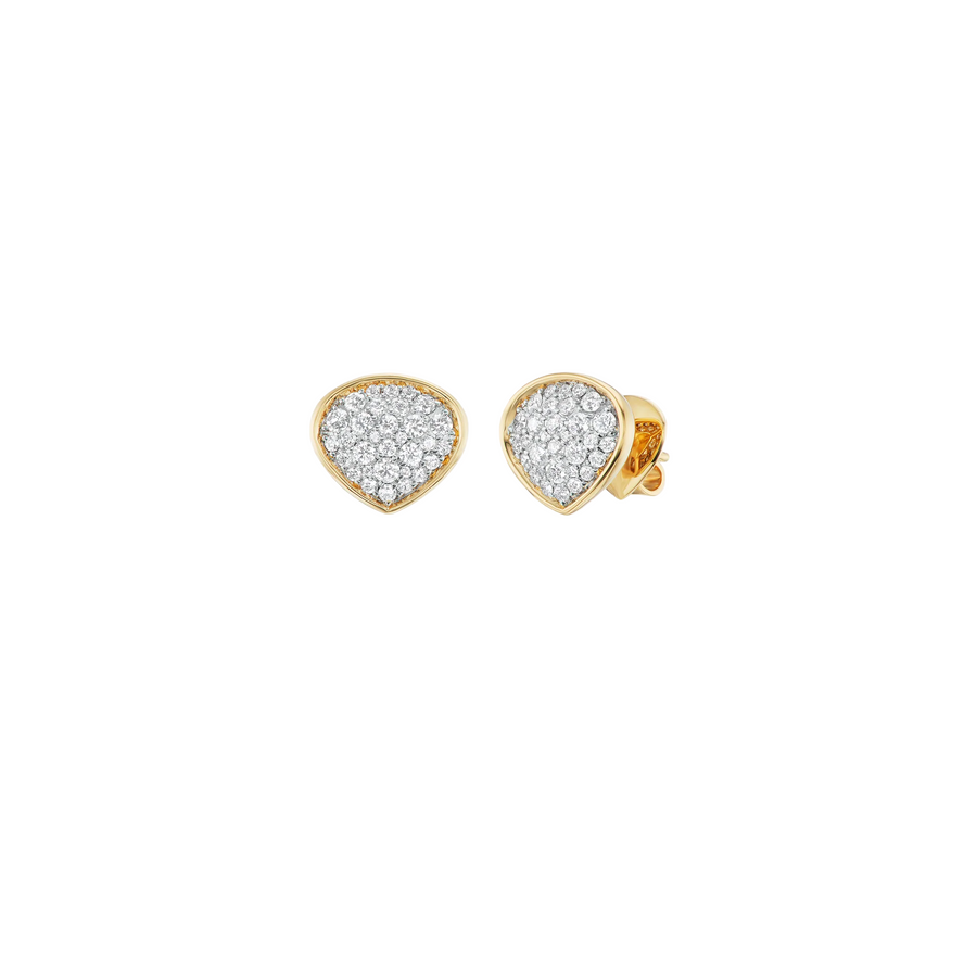 Trisola 0.90ct Diamond Pave Stud Earrings in 18K Yellow Gold