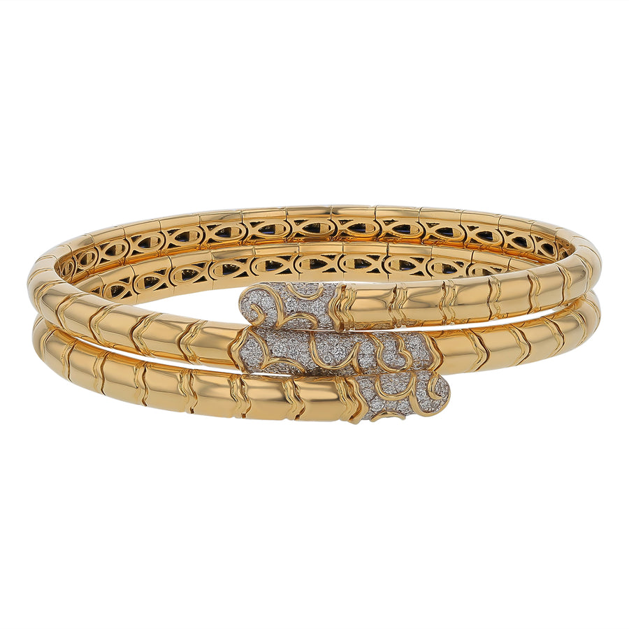 Ondine 0.63ct Diamond Triple Wrap Bangle Bracelet in 18K Yellow Gold, Size Medium