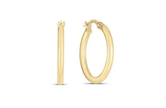 Designer Gold Thin Hoop Earrings 18K Yellow Gold