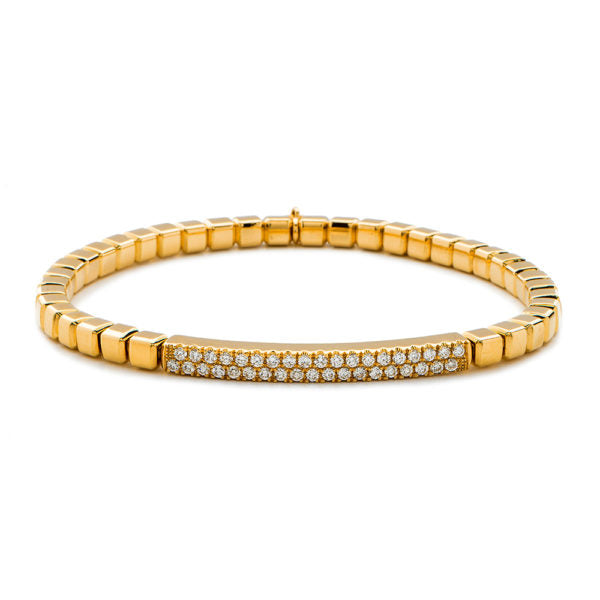 Tresore Round Diamond Bar Stretch Bracelet in 18K Yellow Gold