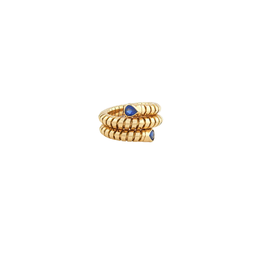 Trisola 0.90ct Pear Shaped Sapphire Ring in 18K Yellow Gold, size 6.5