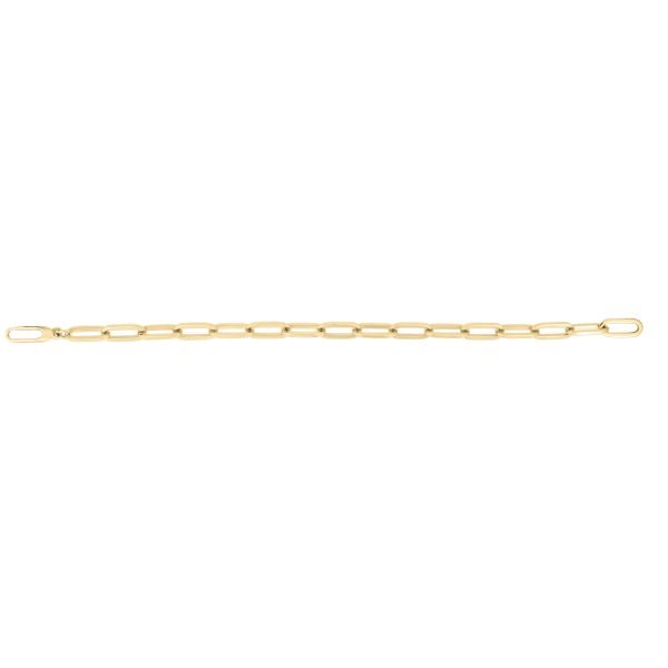 Designer Gold Medium Gauge Square Edge Paperclip Link Bracelet in 18K Yellow Gold, 7.25"