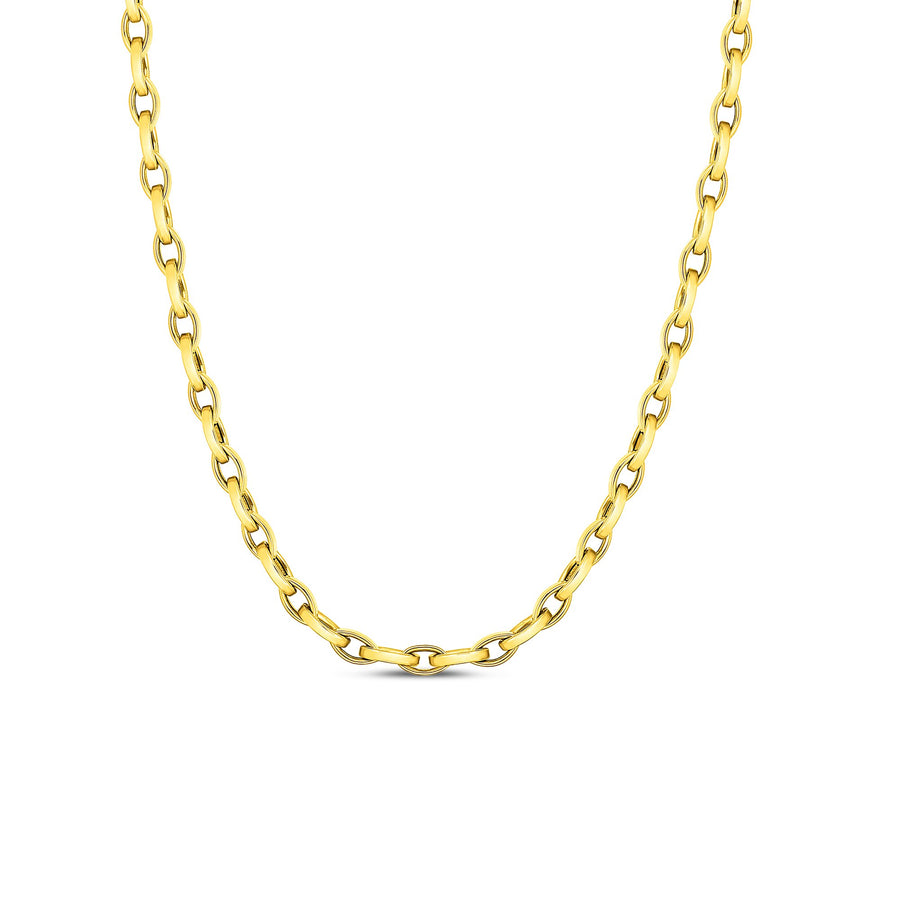 Designer Gold Almond Link Chain in 18K Yellow Gold, 28"