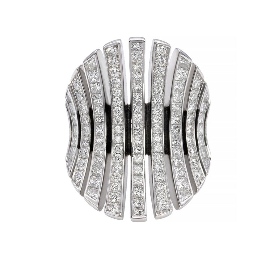 18K WHITE GOLD 119 DIAMONDS=3.09ctw DIAMOND-LINE RING