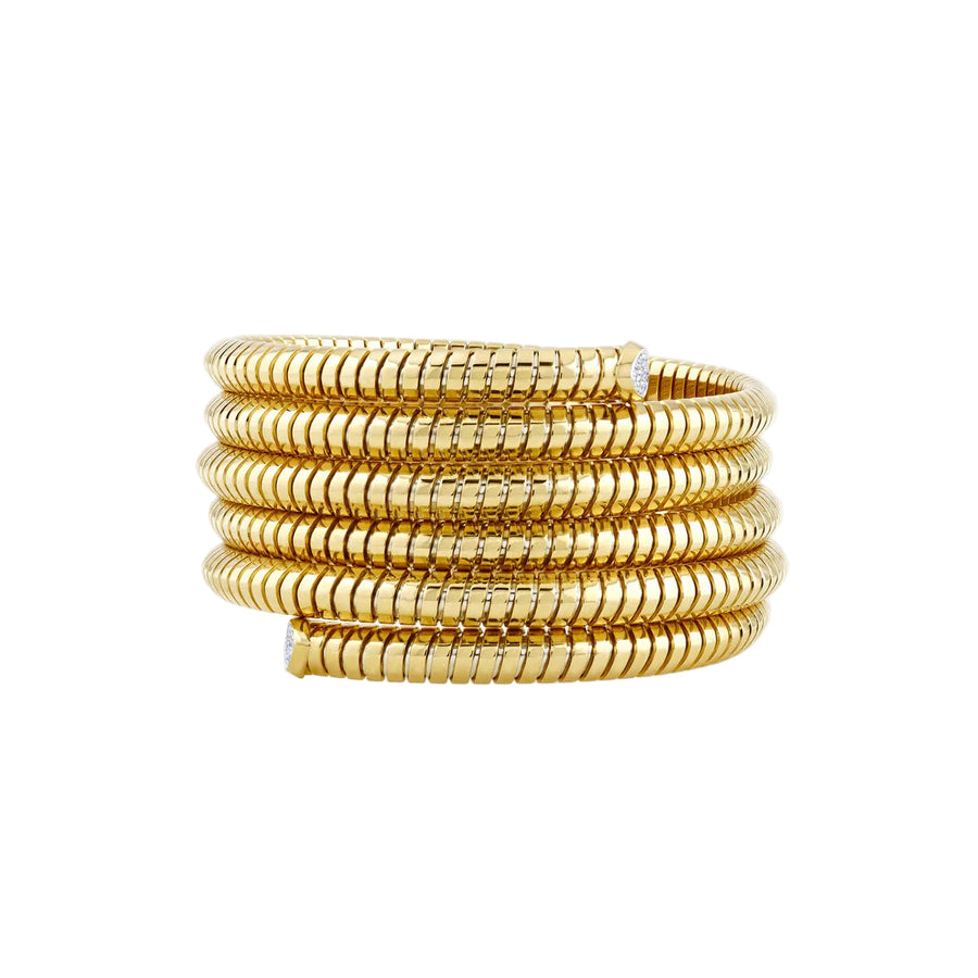 Trisola 0.08ct Diamond Bangle Bracelet in 18K Yellow Gold, Size Medium