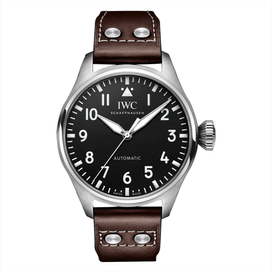 43mm Big Pilot with Black Arabic Marker Dial with No Date in Stainless Steel, Strap