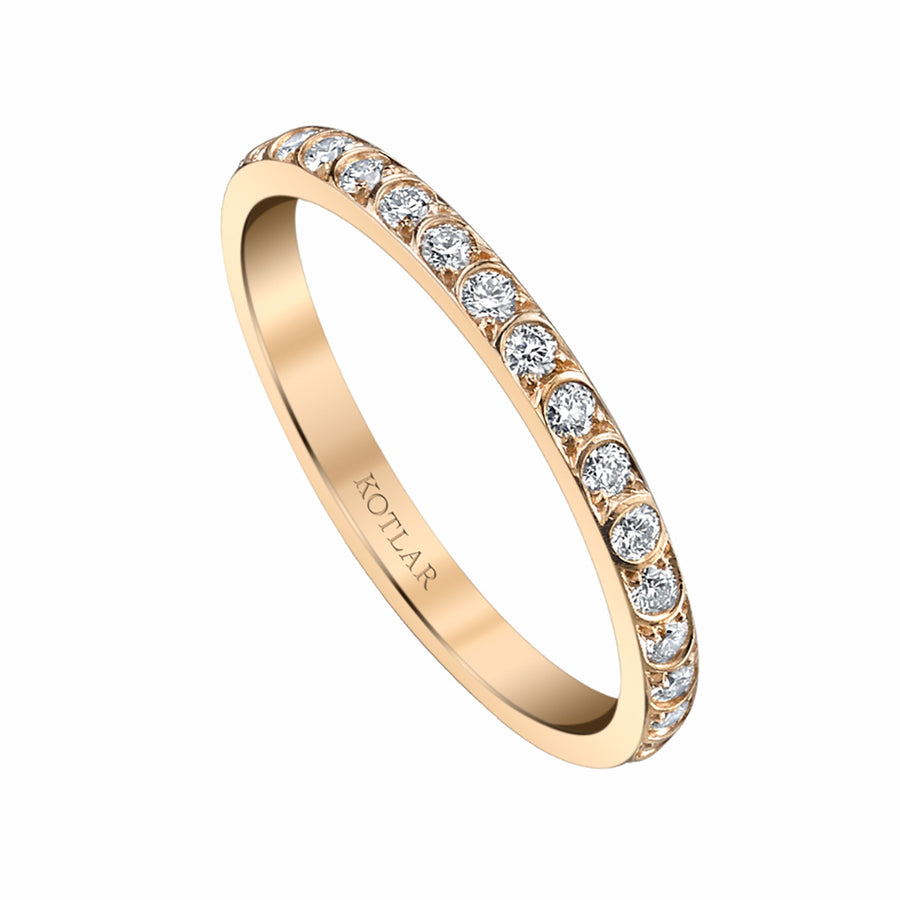 Artisan Pave Diamond Scallop Eternity Band in 18K Rose Gold