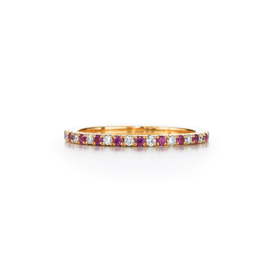 Stackable Alternating Diamond Pink Sapphire Eternity Band