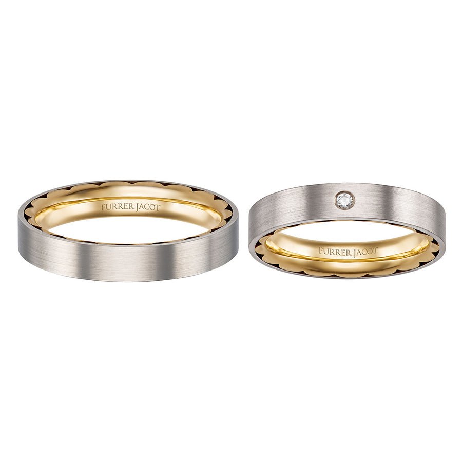 Two Tone Scalloped Diamond Wedding Band in 18K Yellow and White Gold