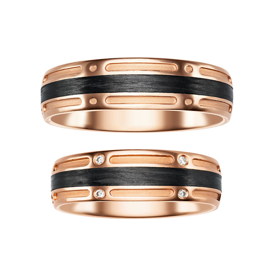 Slotted Magique Band in 18K Rose Gold and Carbon Fiber