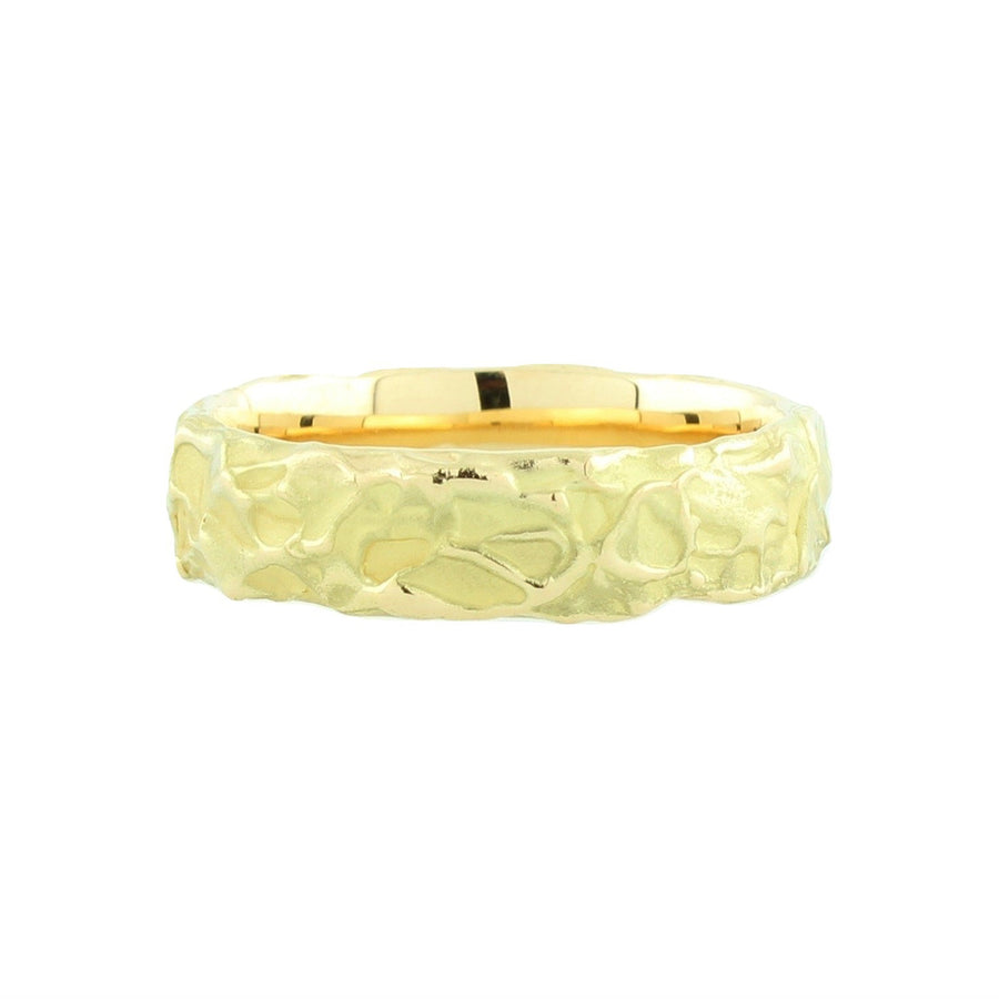 Gold Melted Gold Matte Textured Wedding Band in 18K Yellow Gold