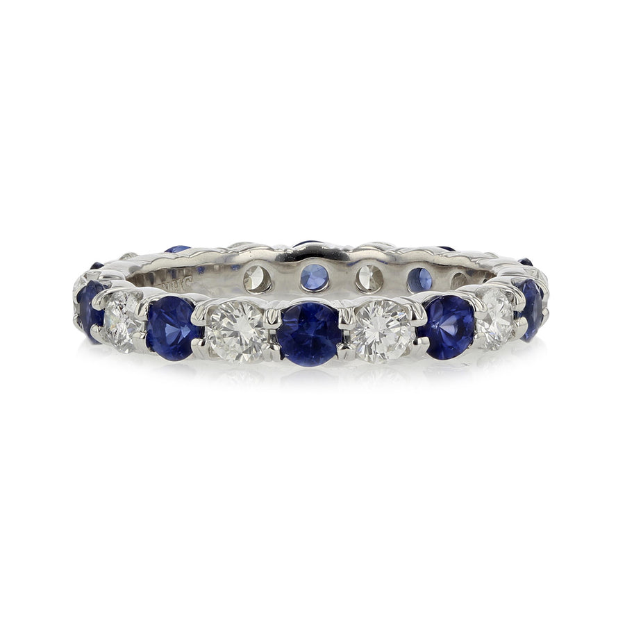 Platinum Sapphire and Diamond Eternity Band