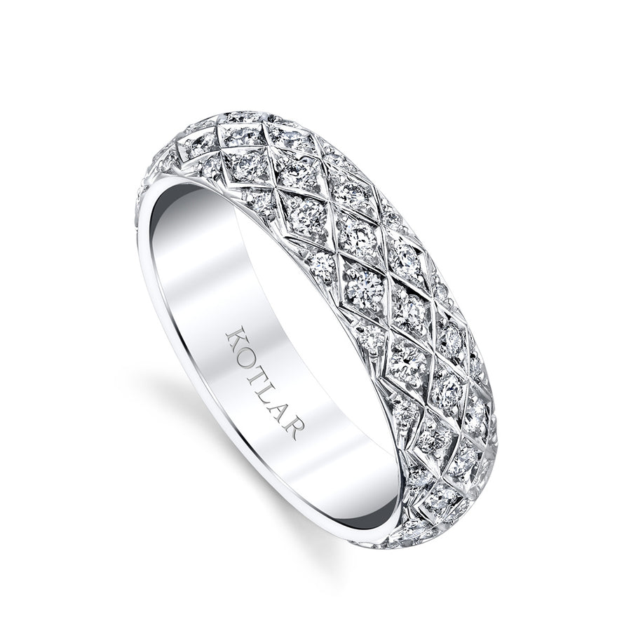 Criss Cross Diamond Artisan Pave Band in Platinum