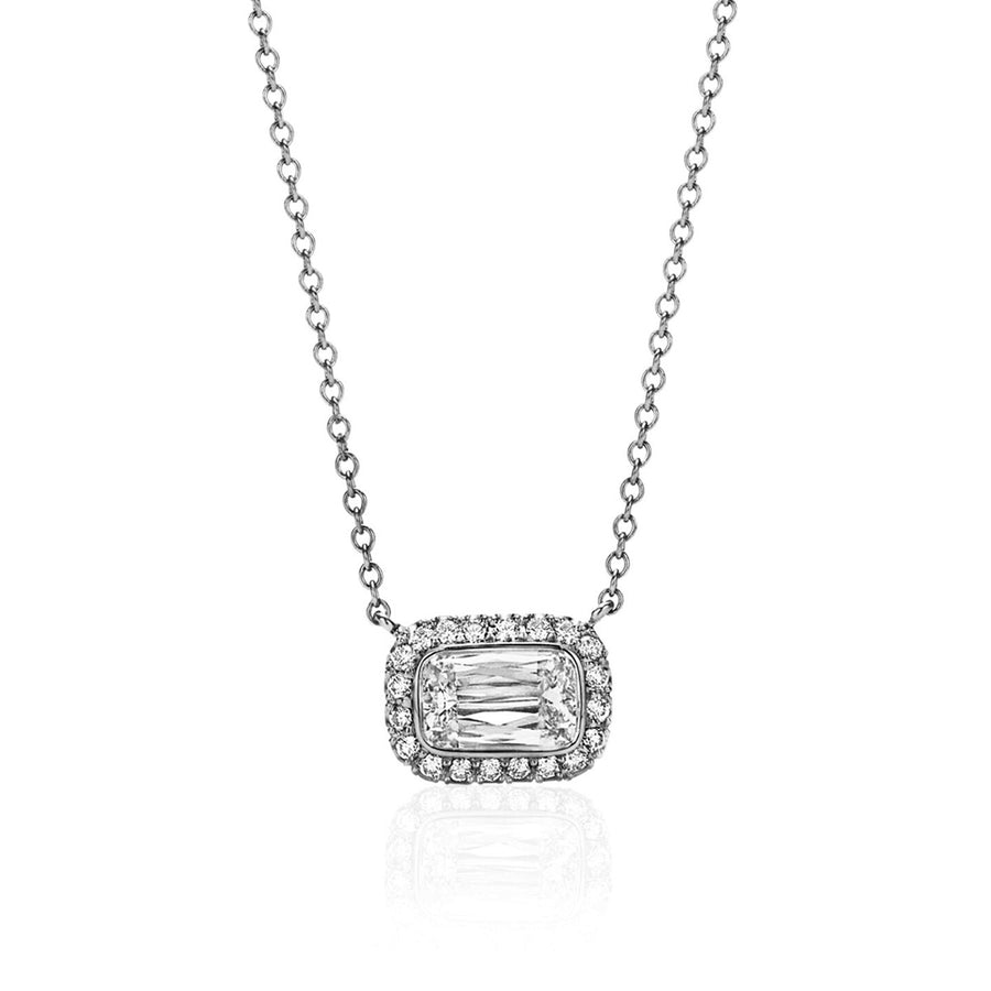 Ashoka Diamond Pendant with Beveled Halo