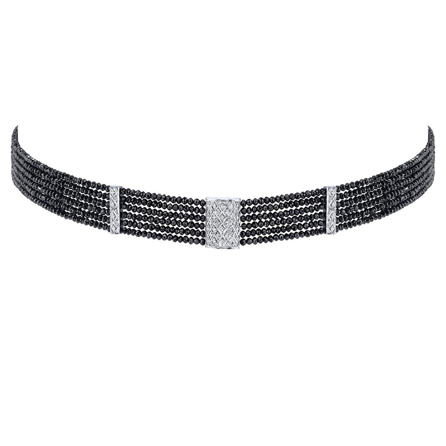 Black Diamond Bead and White Diamond Choker