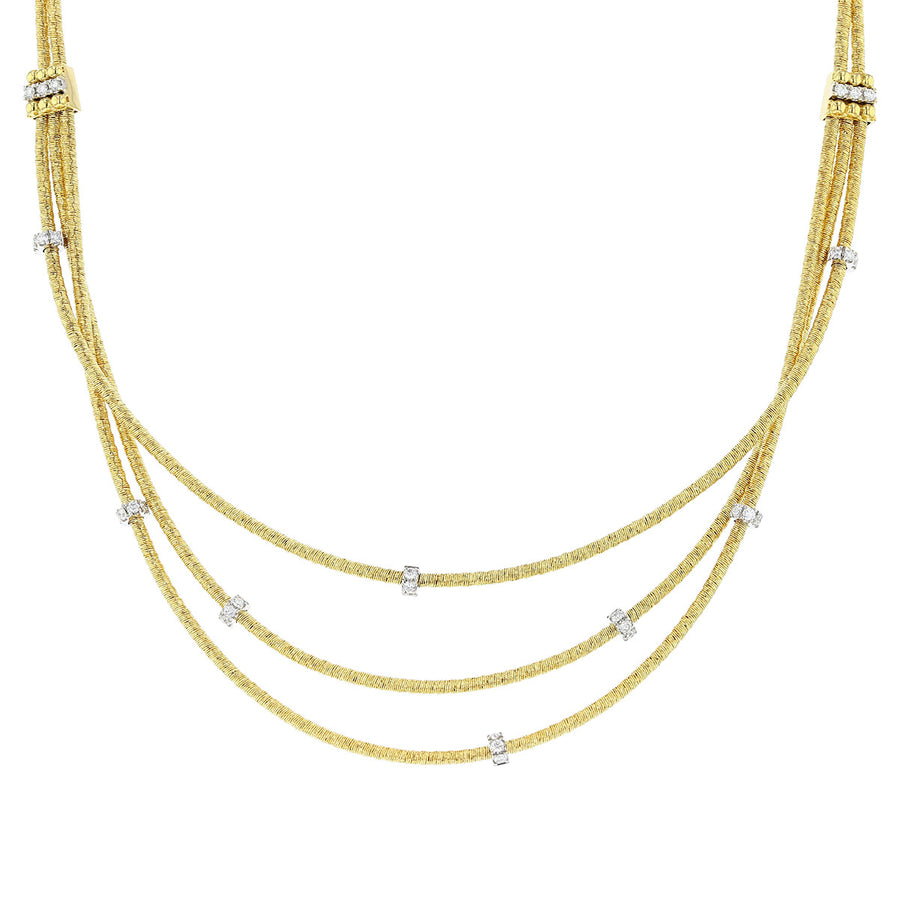 Three Strand Diamond Station Bib Necklace