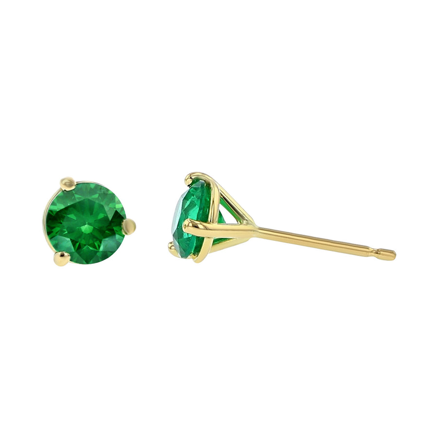 18K Yellow Gold Zambian Emerald Stud Earrings