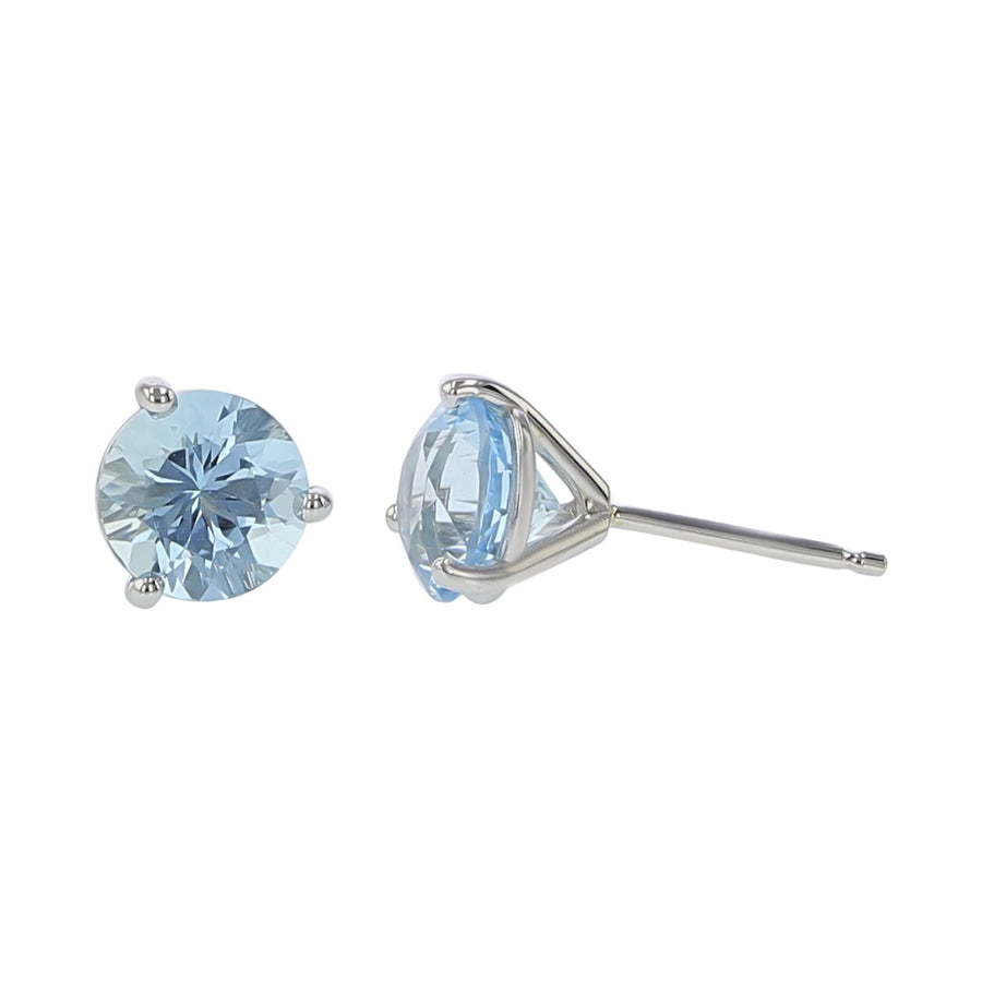 18K White Gold Aquamarine Stud Earrings