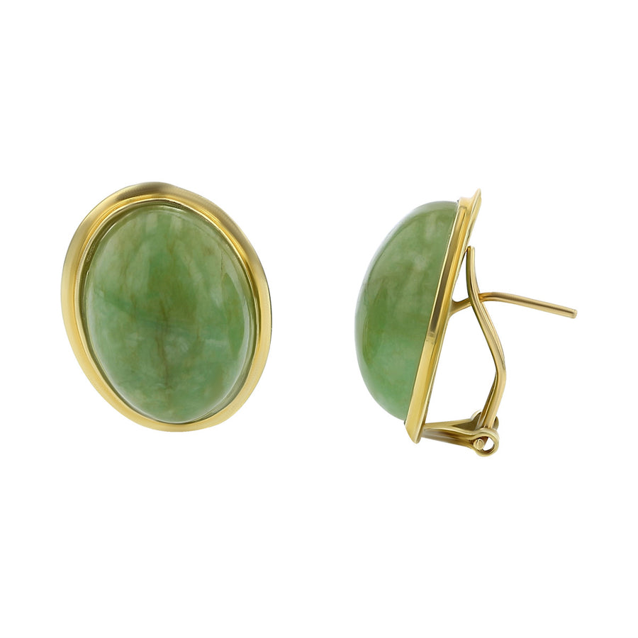 14K Yellow Gold Bezel-Set Jadeite Earrings