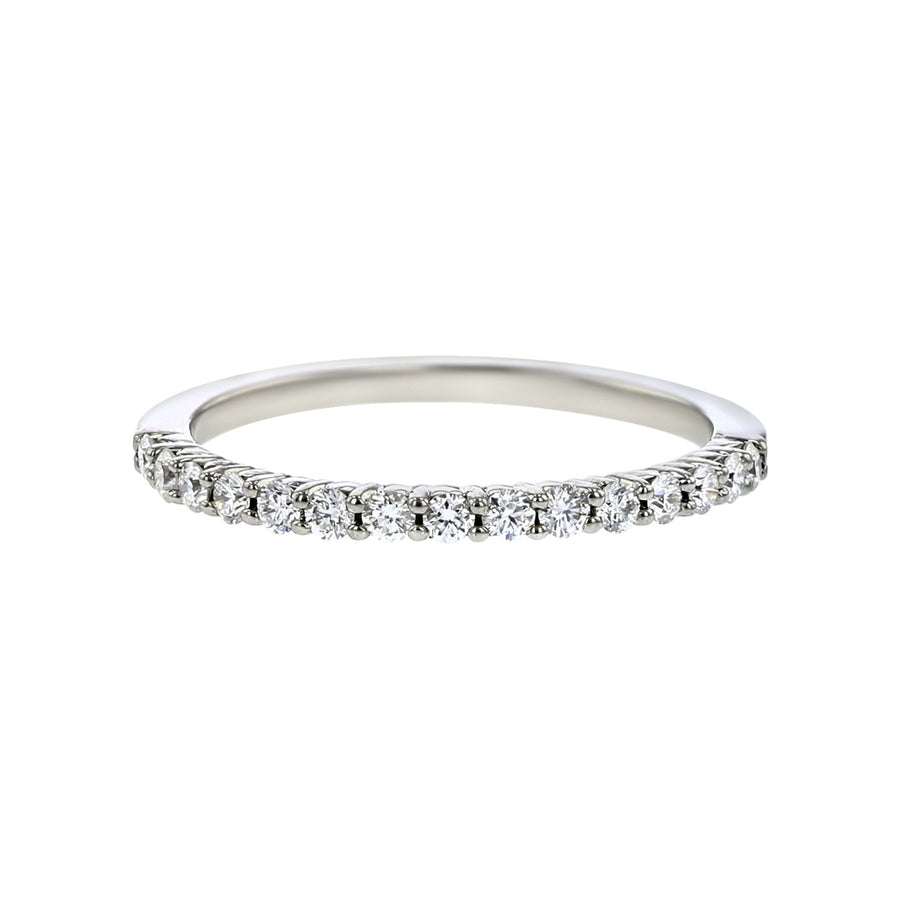 14K White Gold Partway Diamond Wedding Band