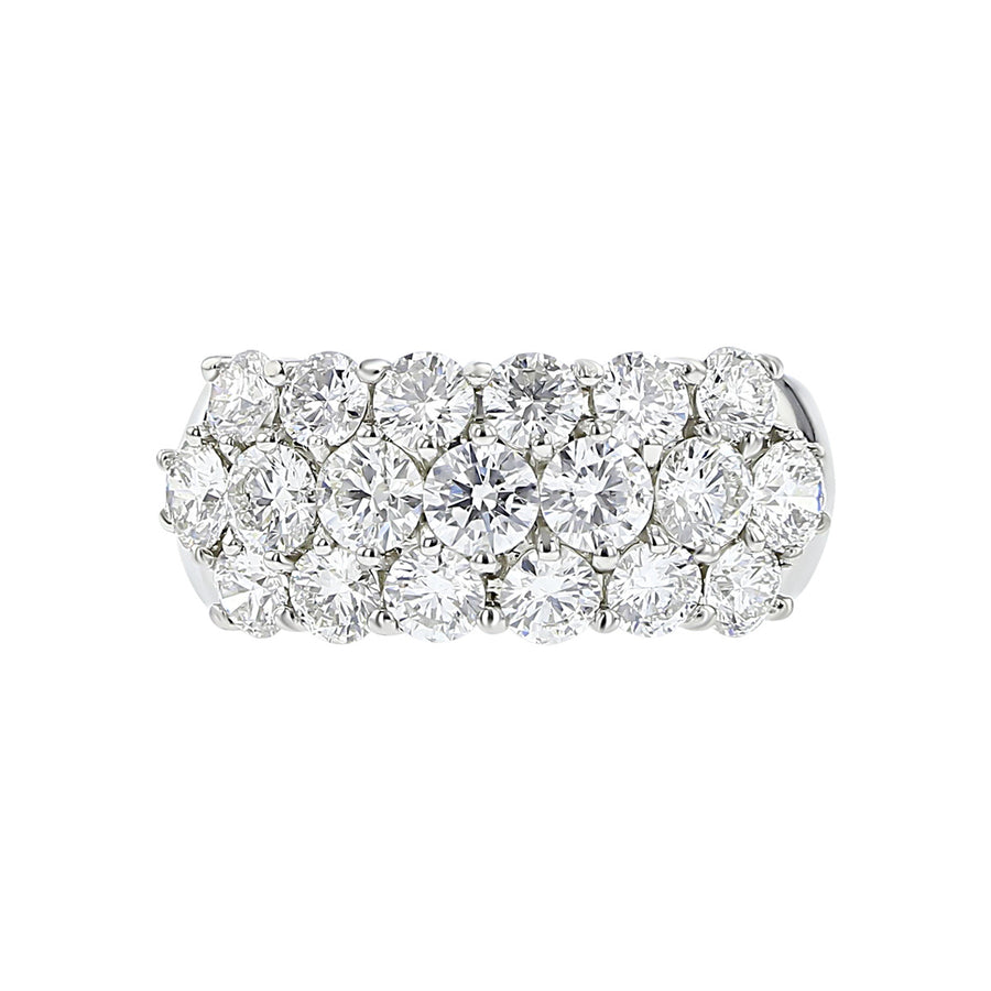 2.00-Carat Diamond Platinum Three Row Ring