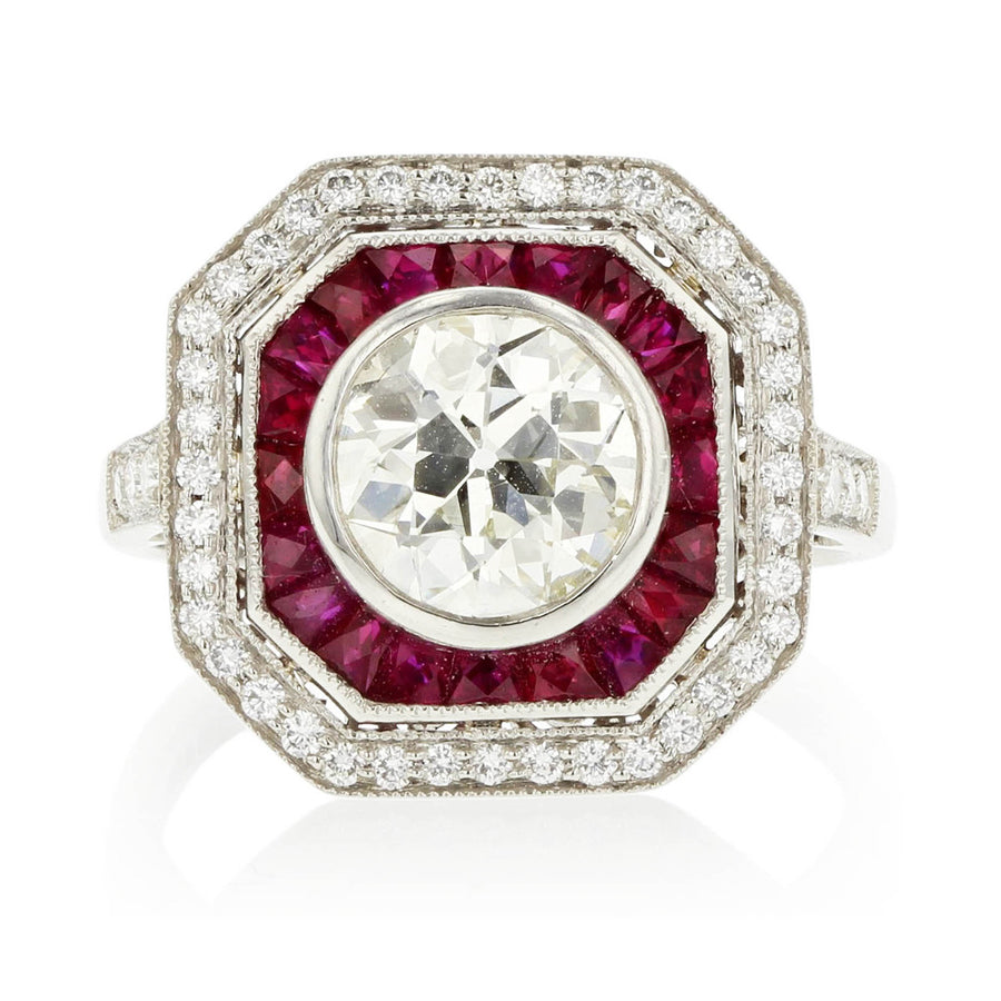 Vintage Style 2.54-Carat Diamond and Ruby Ring