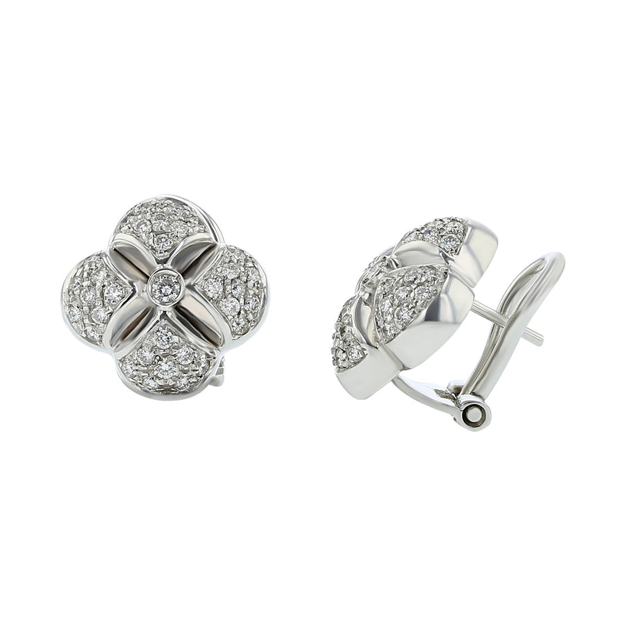 Chimento 18K White Gold Diamond Clover Earrings