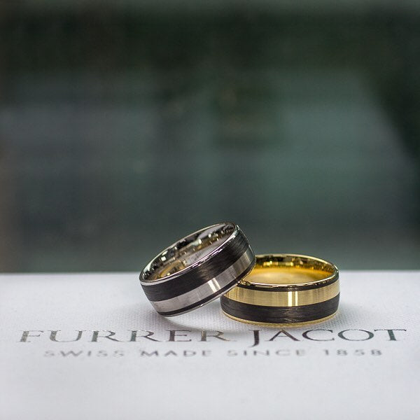 white gold and yellow gold men's wedding bands