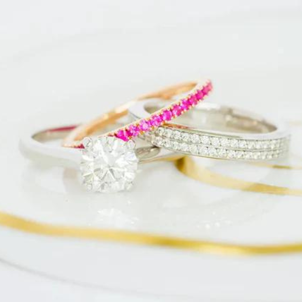 pink and engagement ring