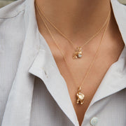 Elephant 0.01ct Diamond Medium Pendant in 18K Yellow Gold, without chain