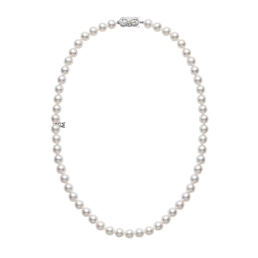 Everyday Essentials 6.5-7mm A Pearls Princess Necklace in 18K White Gold, 18"