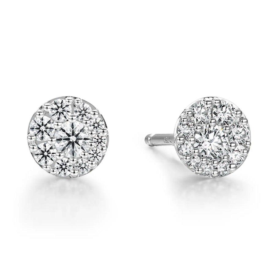 Tessa Diamond Cluster Stud Earrings in 18K White Gold