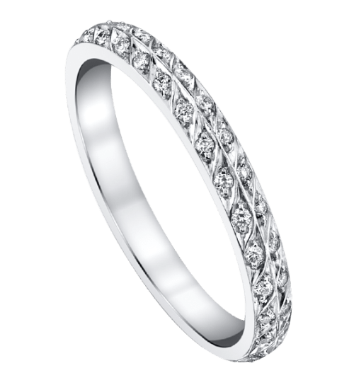 Chevron Artisan Diamond Pave Band in Platinum