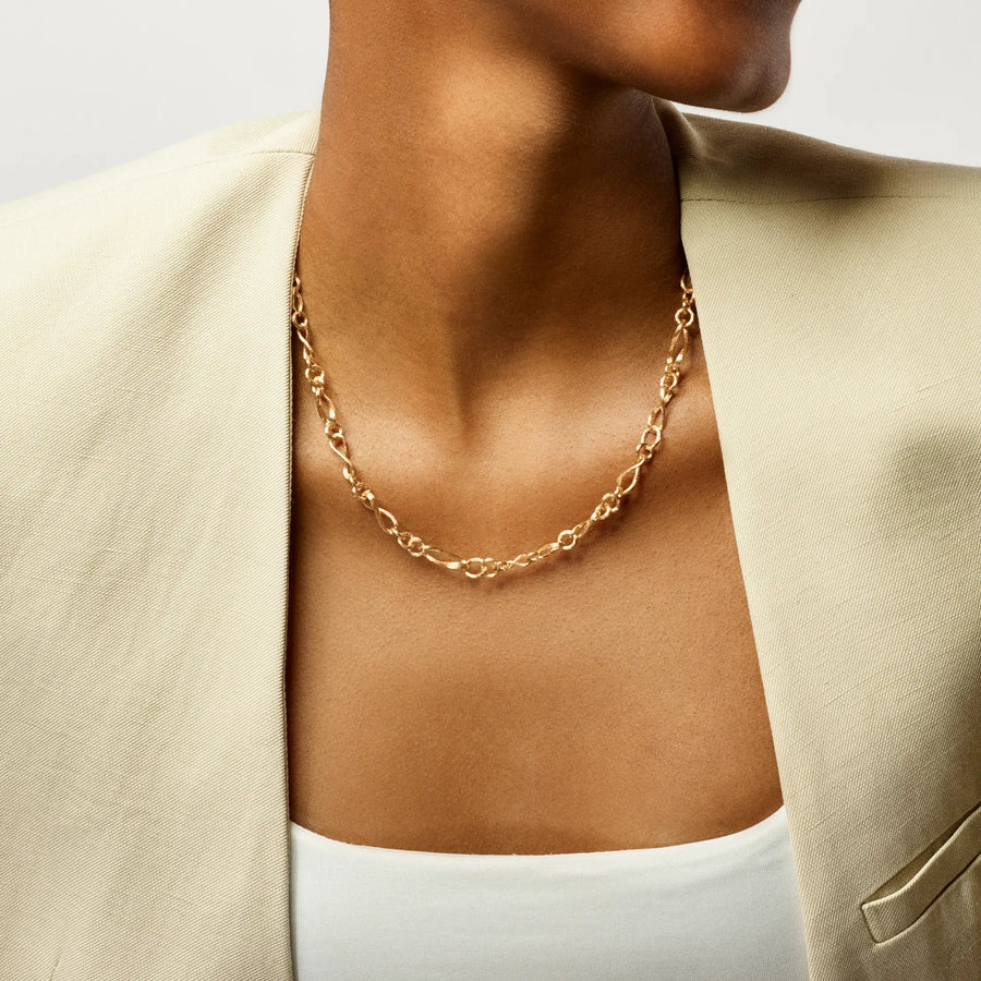 Love Chain Link Necklace in 18K Yellow and Rose Gold, 17"