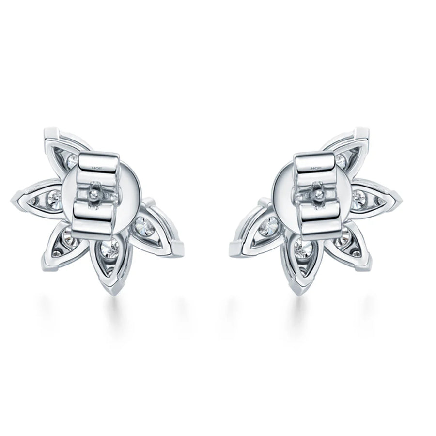 Aerial 1.26-1.32ct Diamond Sunburst Stud Earrings in 18K White Gold, Small