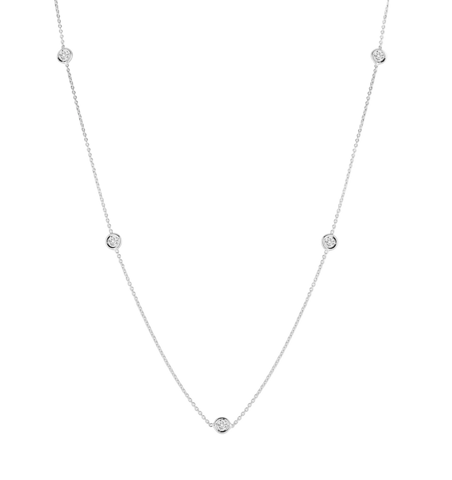 Diamond by the Inch 0.23ct Diamond 5 Station Necklace in 18K White Gold, 16-18" chain