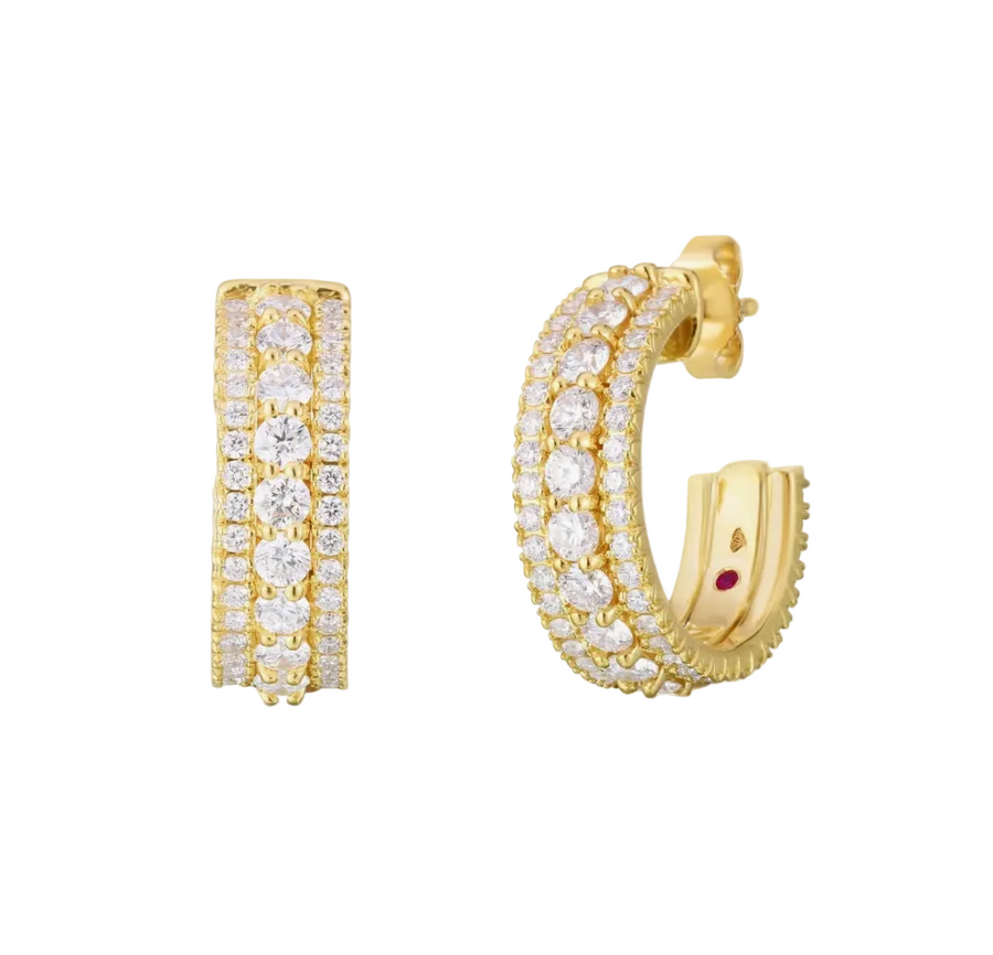 Siena 2.42ct Diamond 3 Row 18mm Hoop Earrings in 18K Yellow Gold