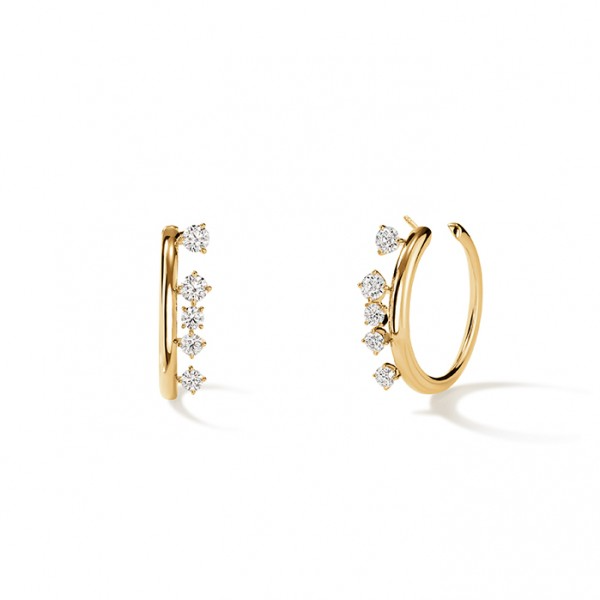 Barre 1.30-1.40Ct Diamond Mini Hoops in 18K Yellow Gold